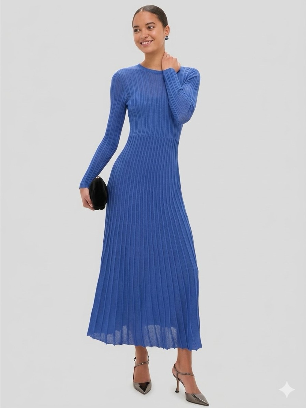 Tuckernuck Hyacinth House Cammie Shimmer Knit Cobalt Blue Maxi Dress S NWOT